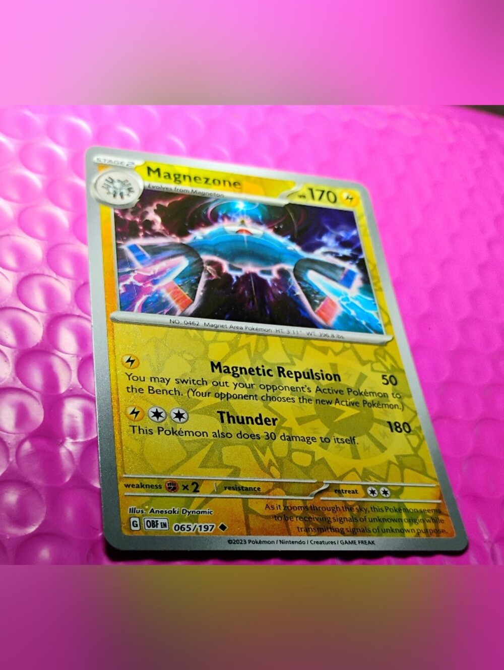 Magnezone Pokémon Card — Yellow & Blue Holo